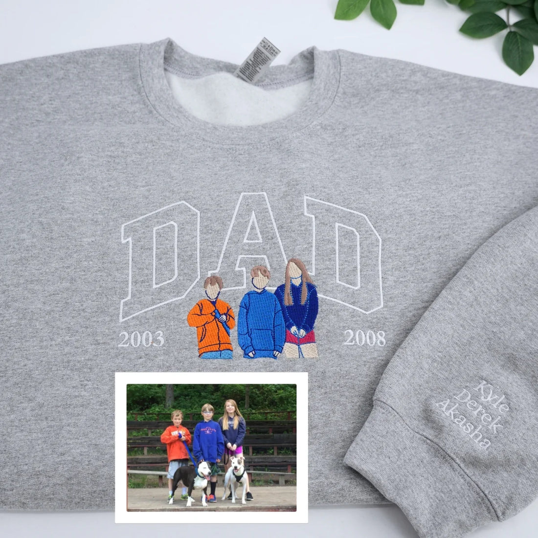 Bluza/Koszulka dla taty z haftem ze zdjęcia – portret DAD z datą