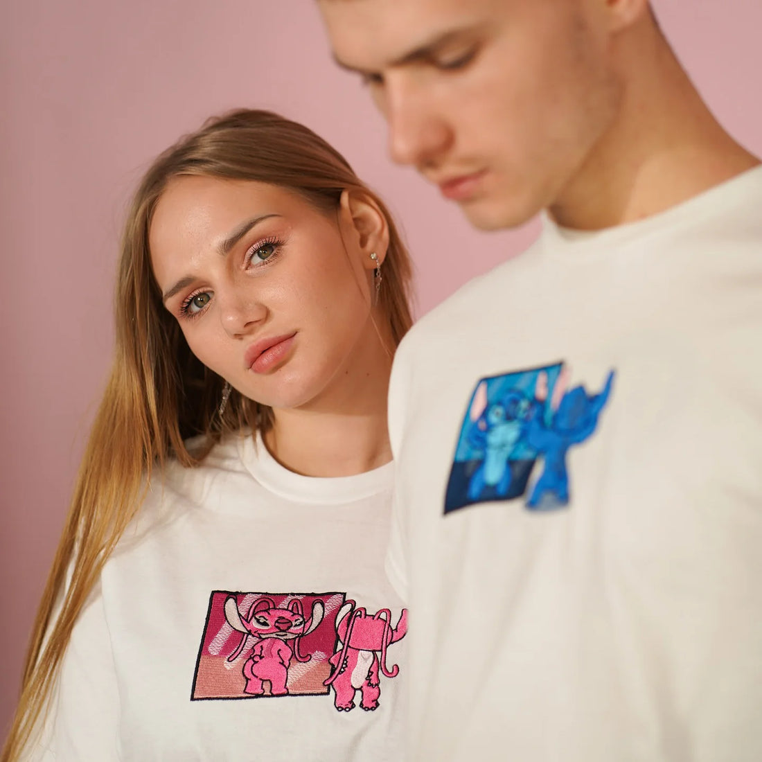 Bluza/Koszulka dla par z haftem «Big Stitch & Gym Angel - Sportowa Miłość»